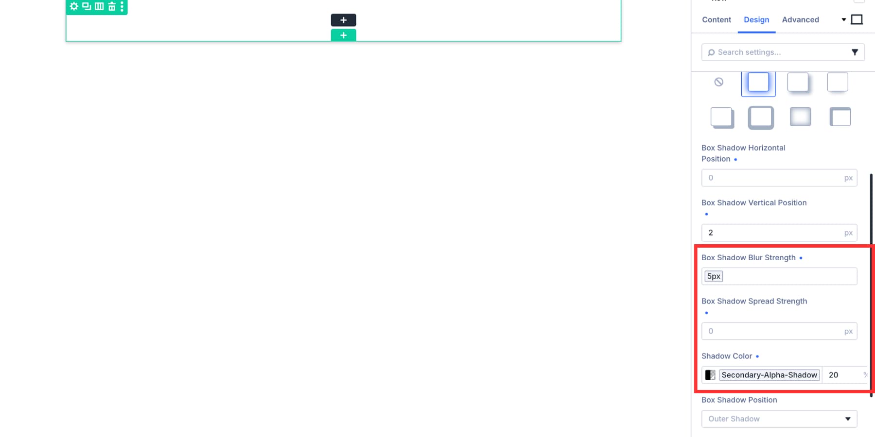 Using Design Variables inside Box Shadow settings in Divi 5