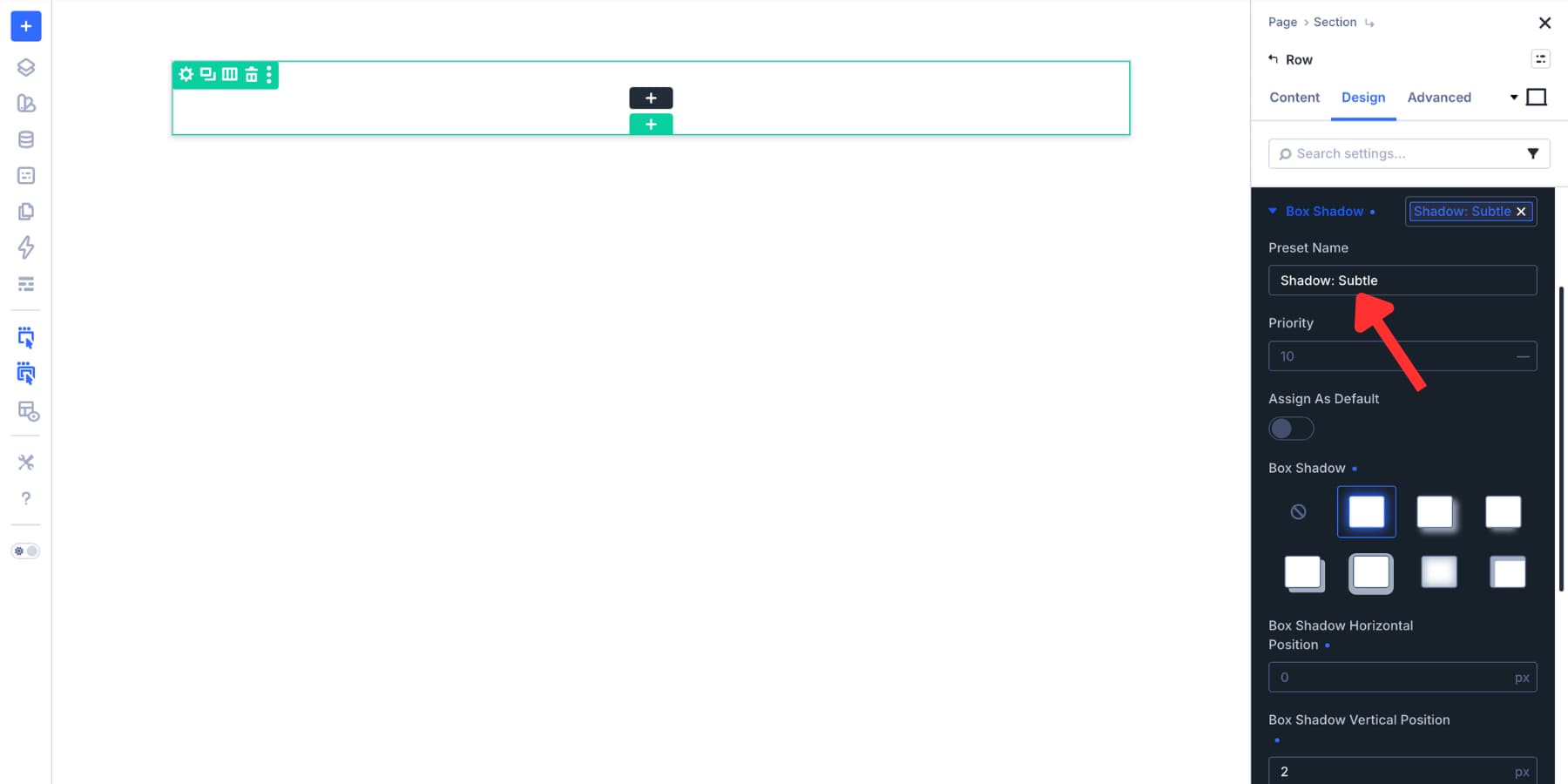 Naming a Box Shadow preset in Divi 5