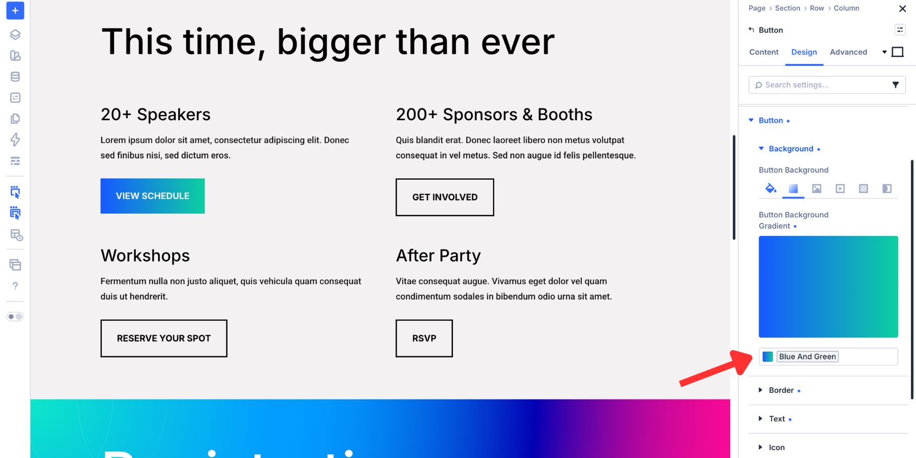 Gradient Variable used on a Button module background in Divi 5