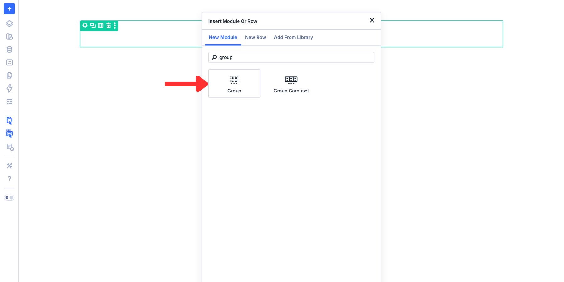 Group module in Divi 5 used for creating decorative shapes