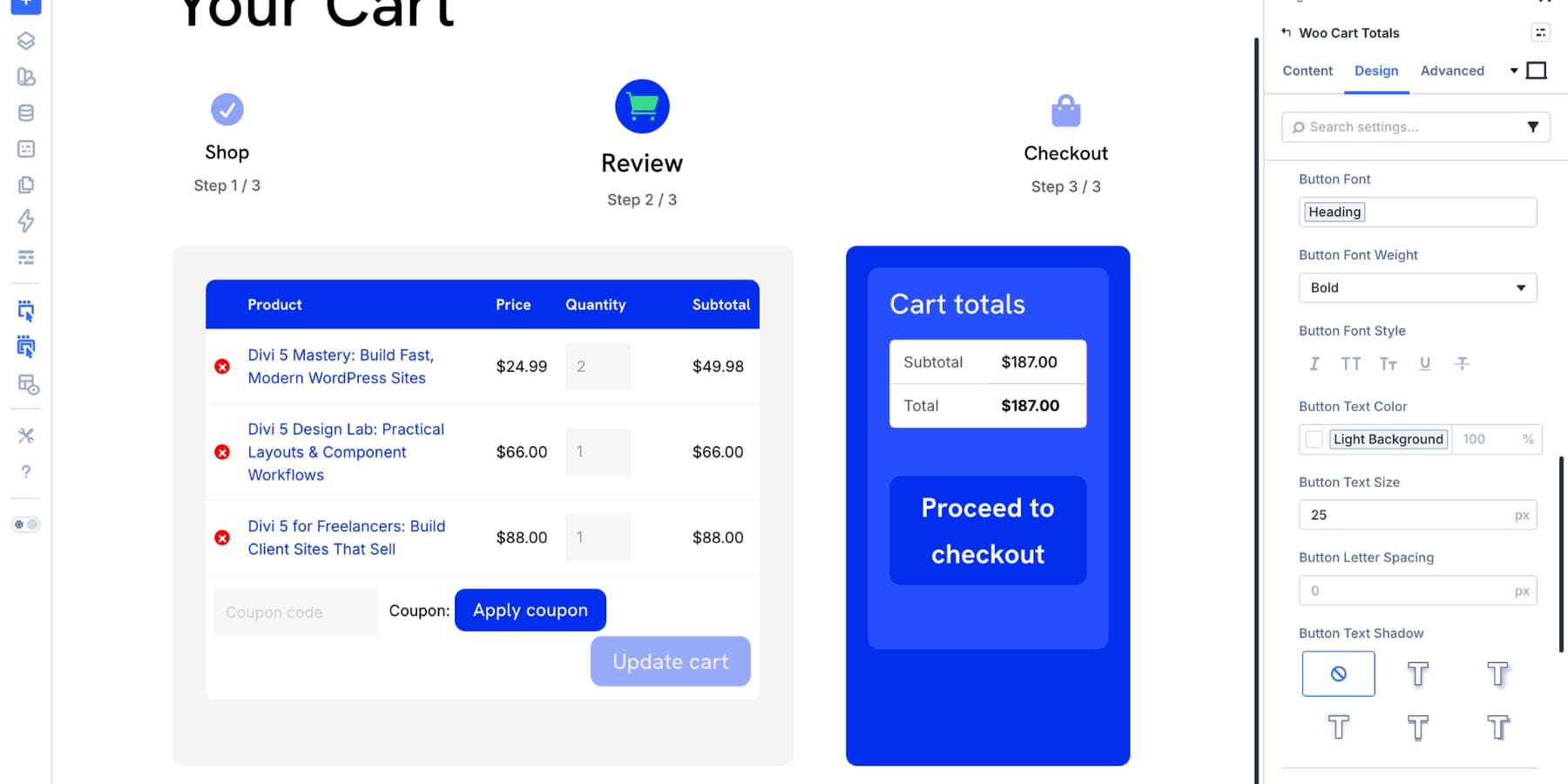 style the Proceed to Checkout button in the Woo Cart Totals module