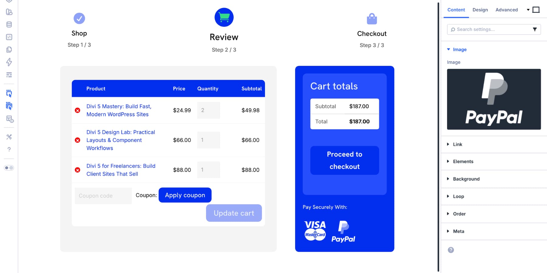 add payment trust badges below Woo Cart Totals in Divi 5