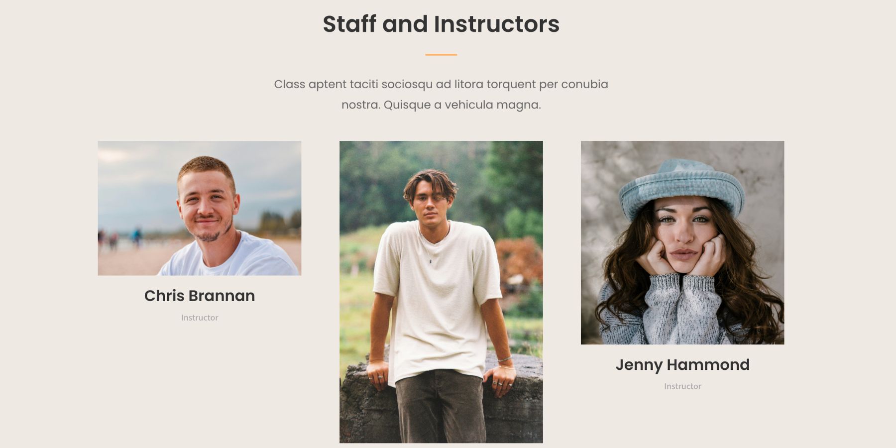 Uneven team member images in a website staff section