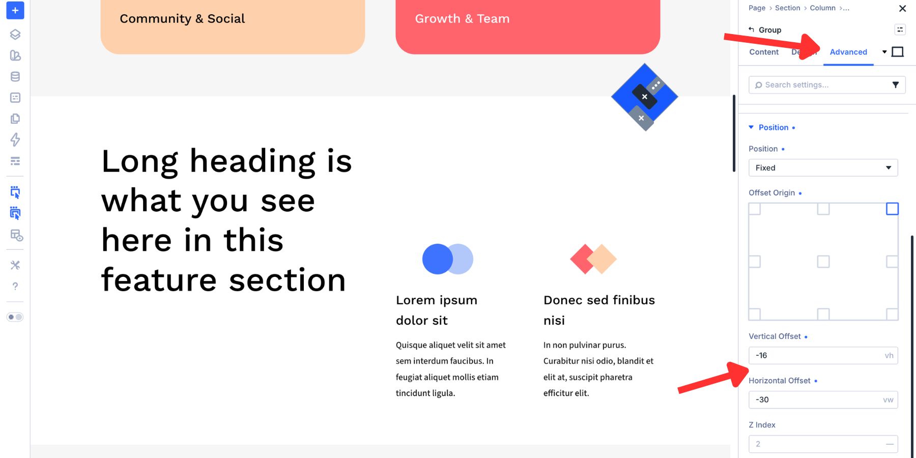 Using custom positioning to place proportional decorative shapes in Divi 5