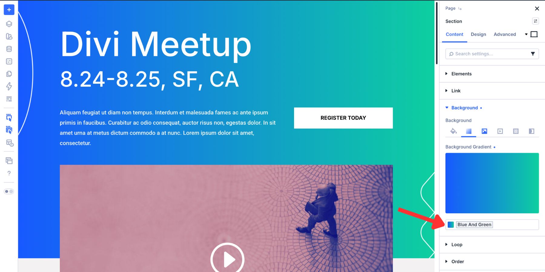 Using a Gradient Variable as a background in Divi 5