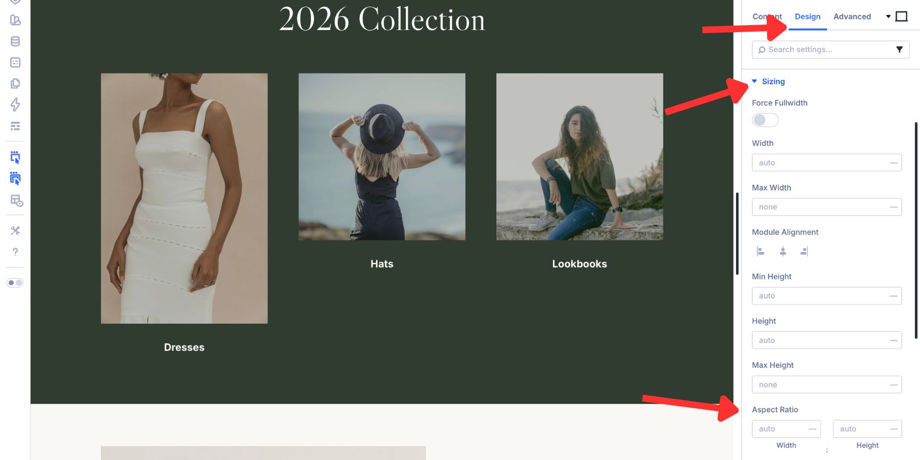 Aspect Ratio setting in the Divi 5 Sizing option group