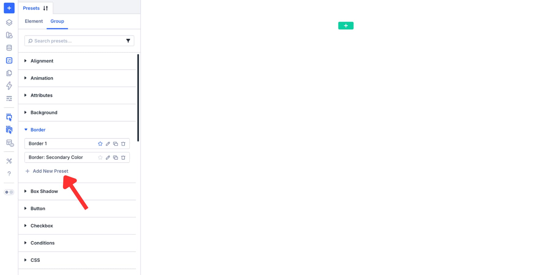 Add a new Border option group preset in Divi 5