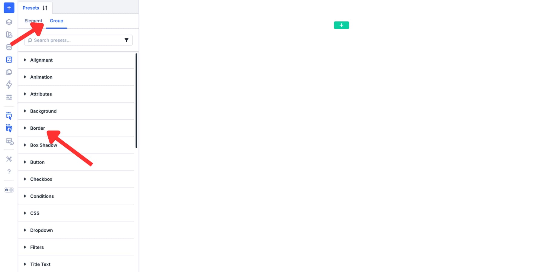 Border option group presets in the Divi 5 Preset Manager