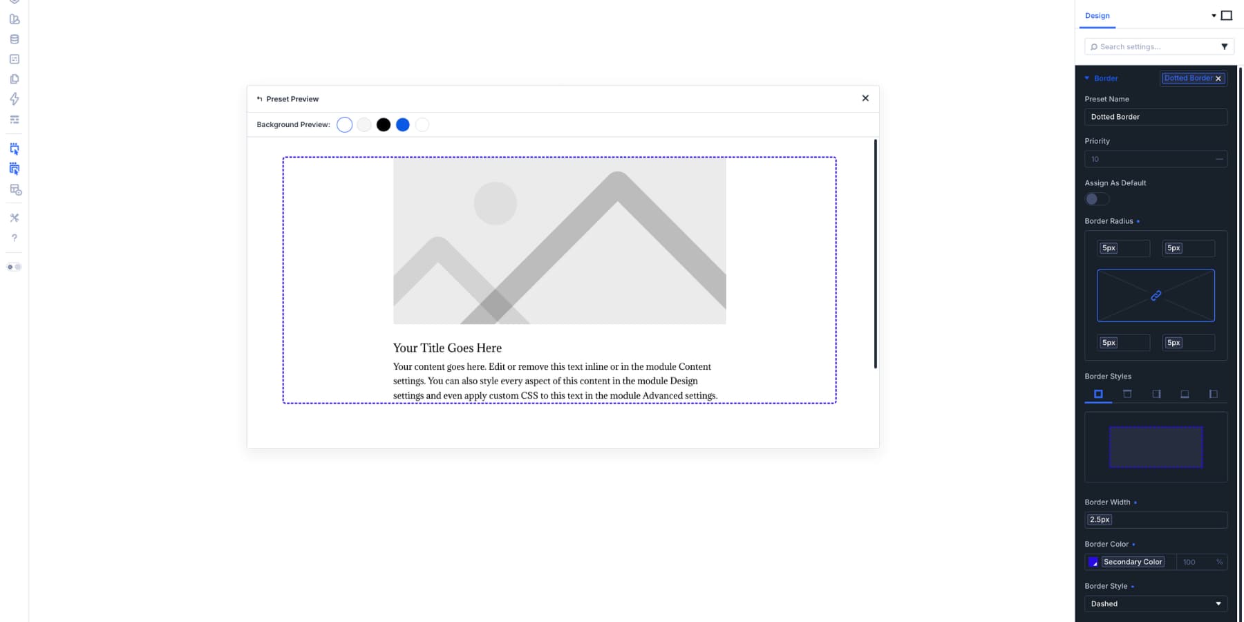 Editing a Border preset in the Divi 5 Preset Manager