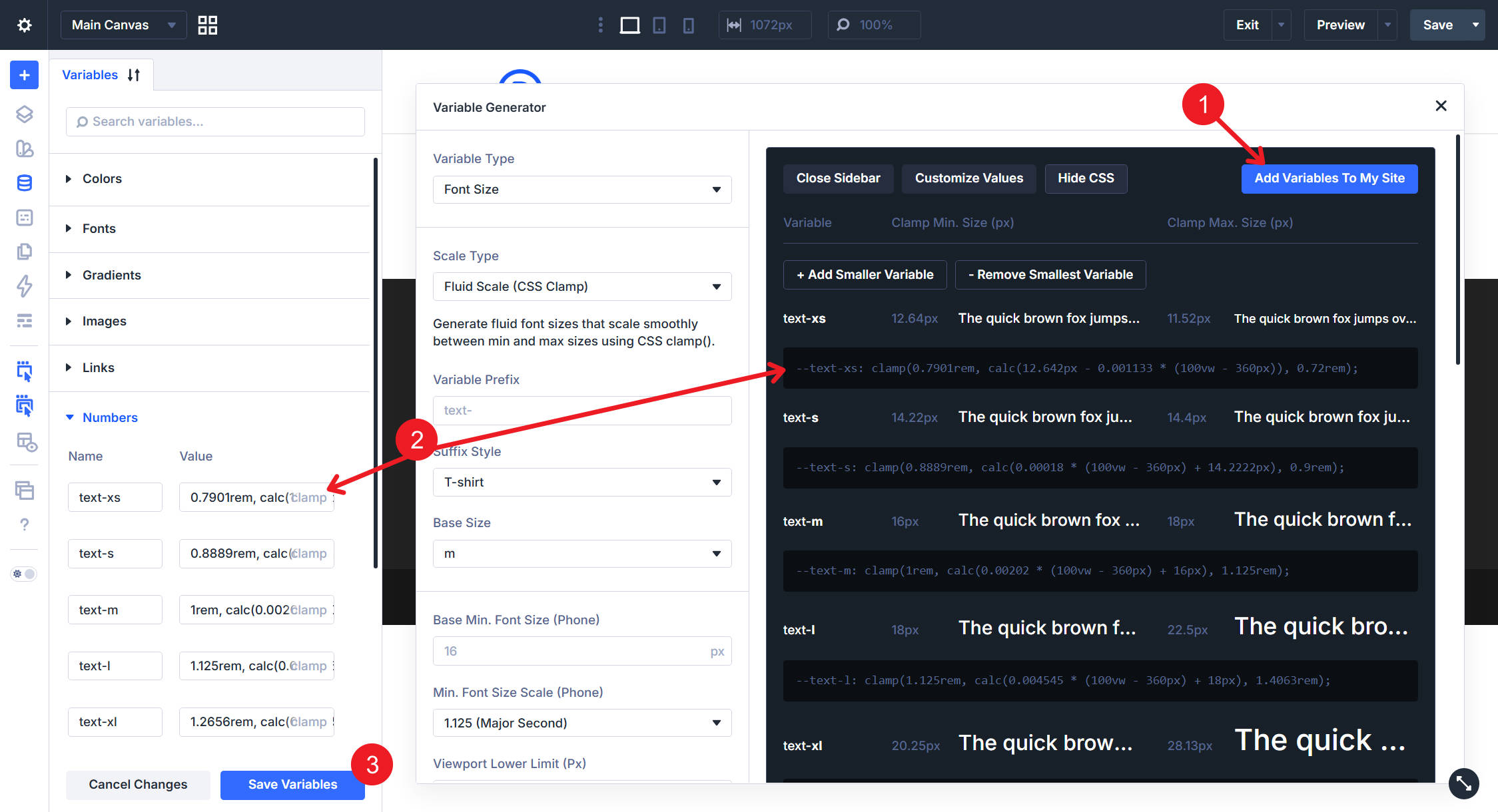 Add generated sizing variables to the Divi 5 Variable Manager