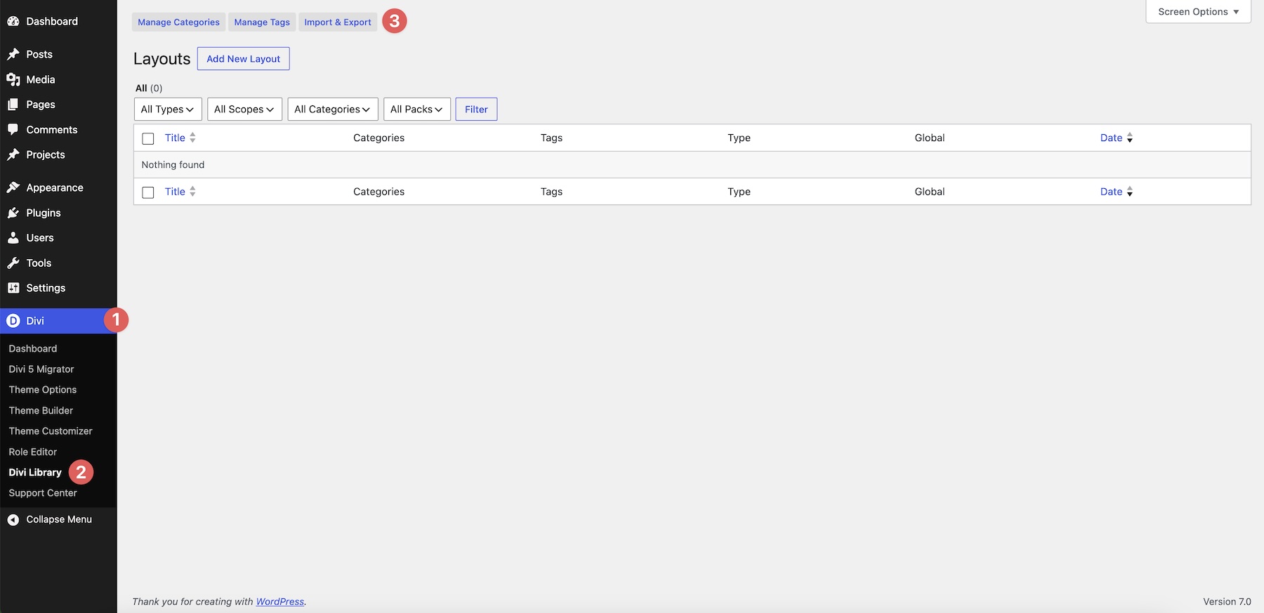 Divi Library import