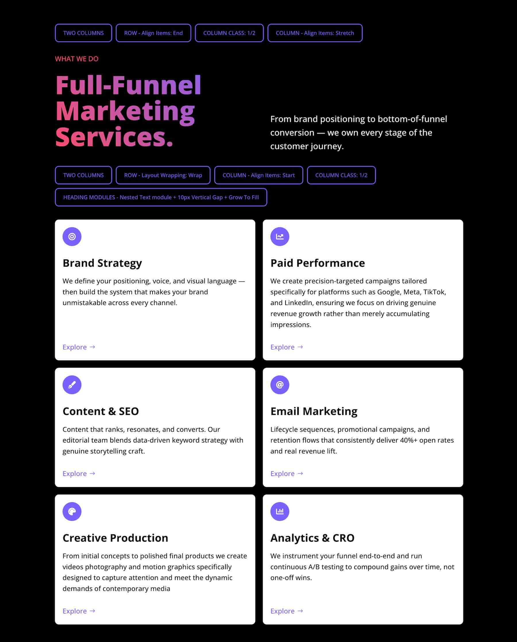 Flexbox alignment - service cards
