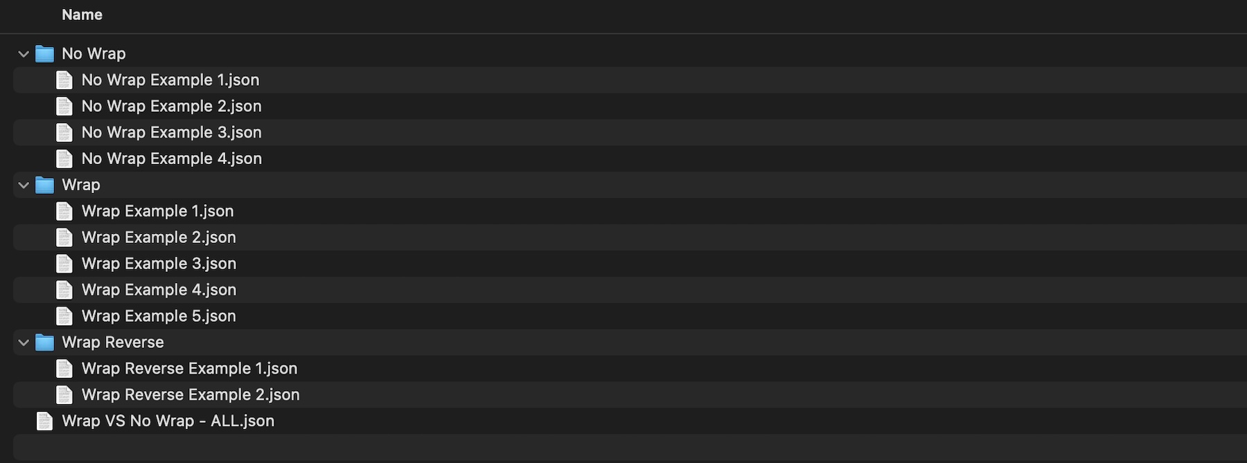 Wrap vs No Wrap JSON files