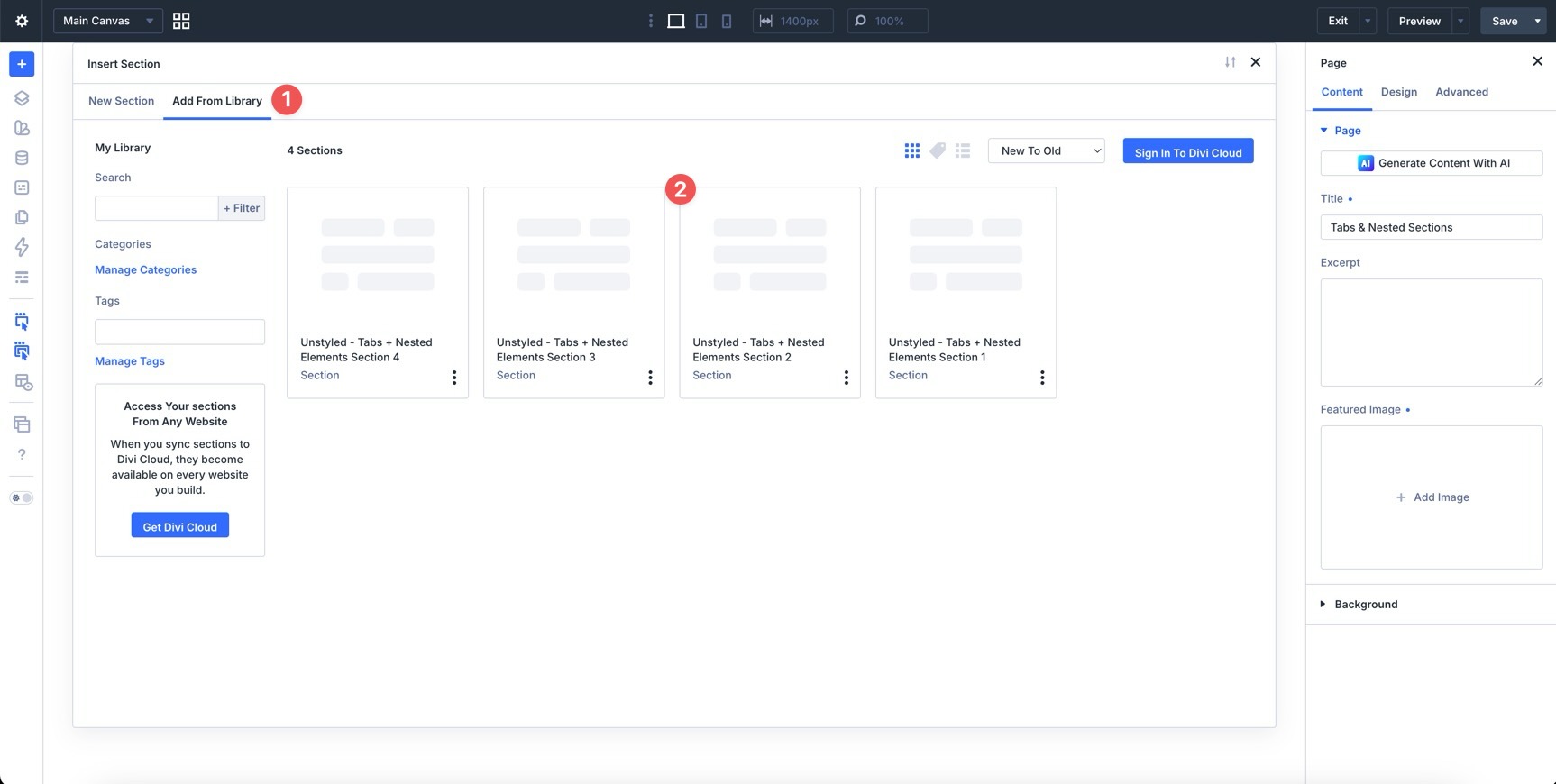 add a nested section