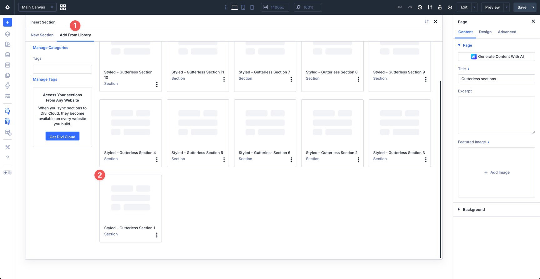 add Divi library content into the Visual Builder