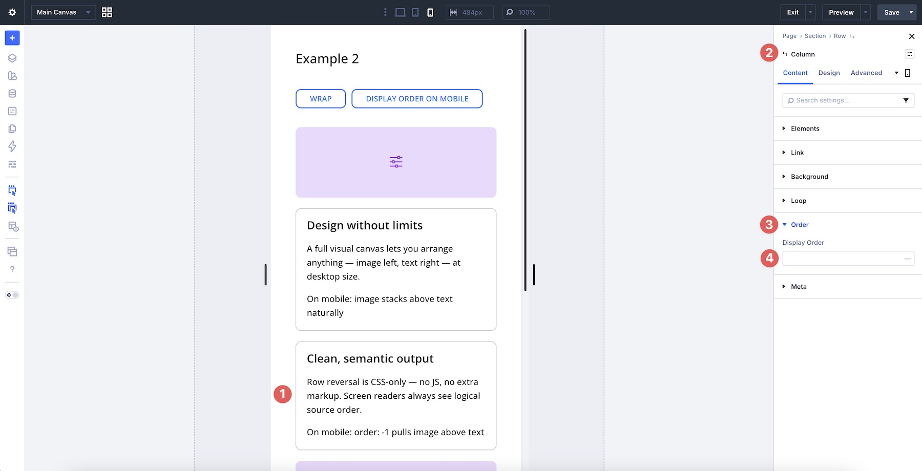 adjust display order