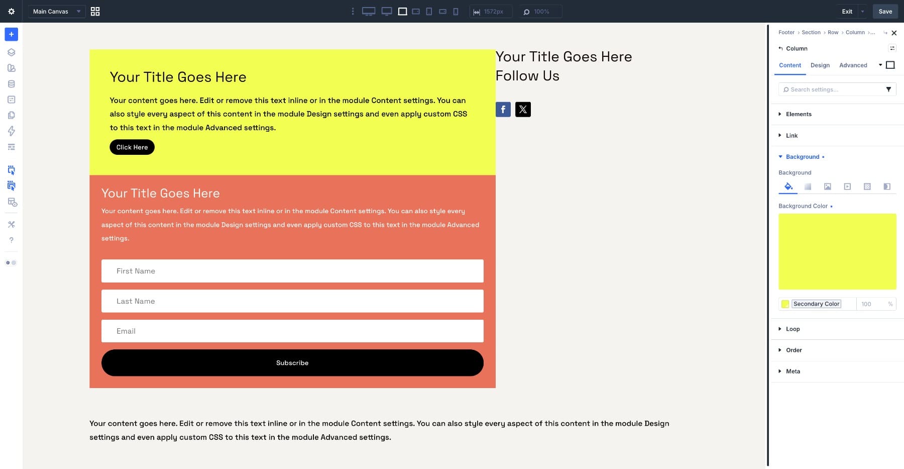 Applying the footer accent background to the CTA column