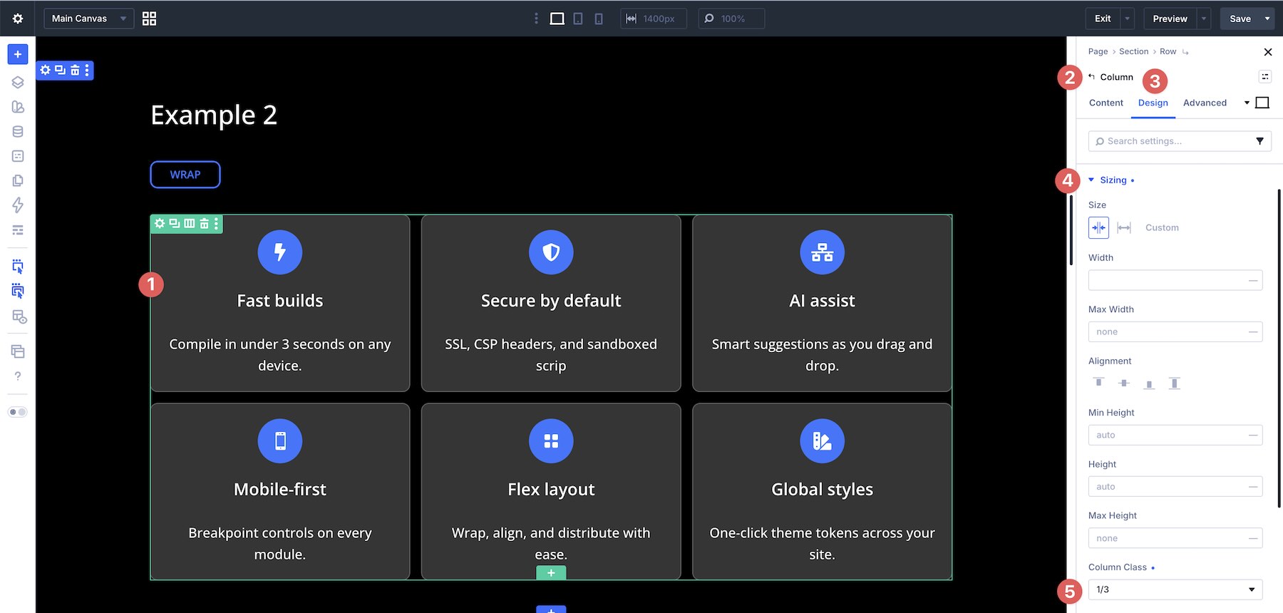 column class in Divi 5