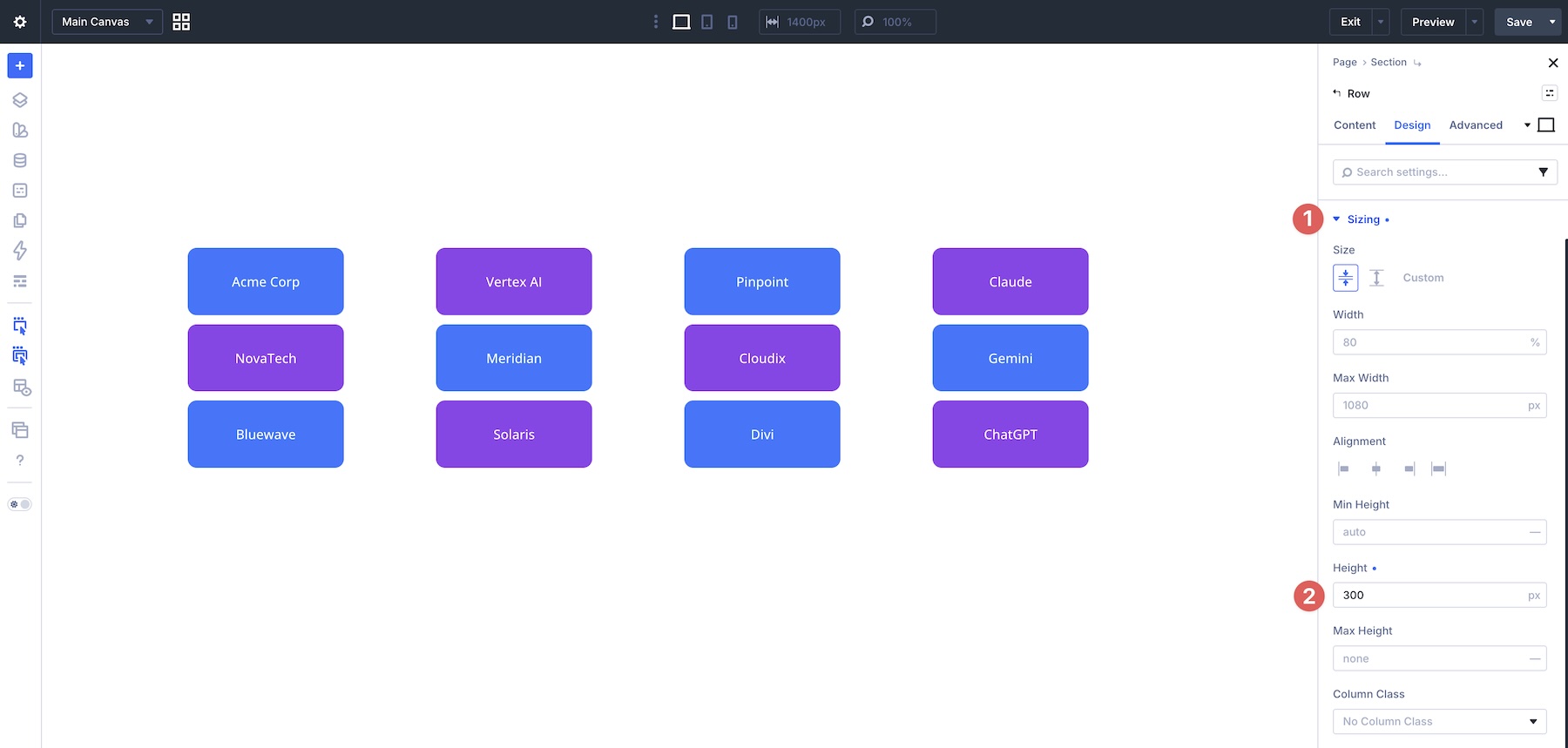 column height in Divi 5