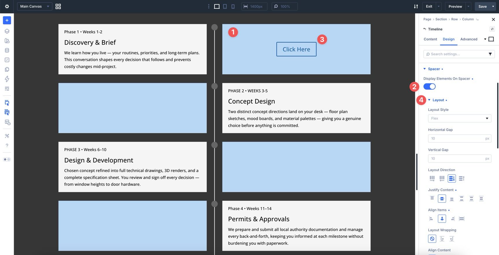 Spacer option group and Display Elements On Spacer setting in Divi 5