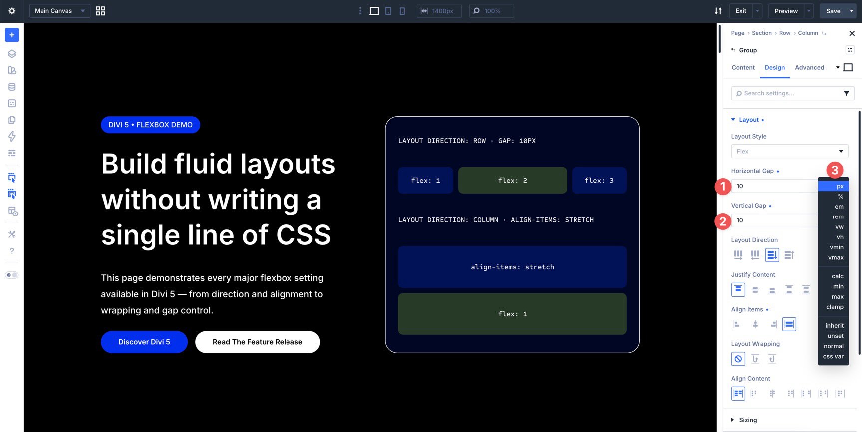 divi 5 advanced units