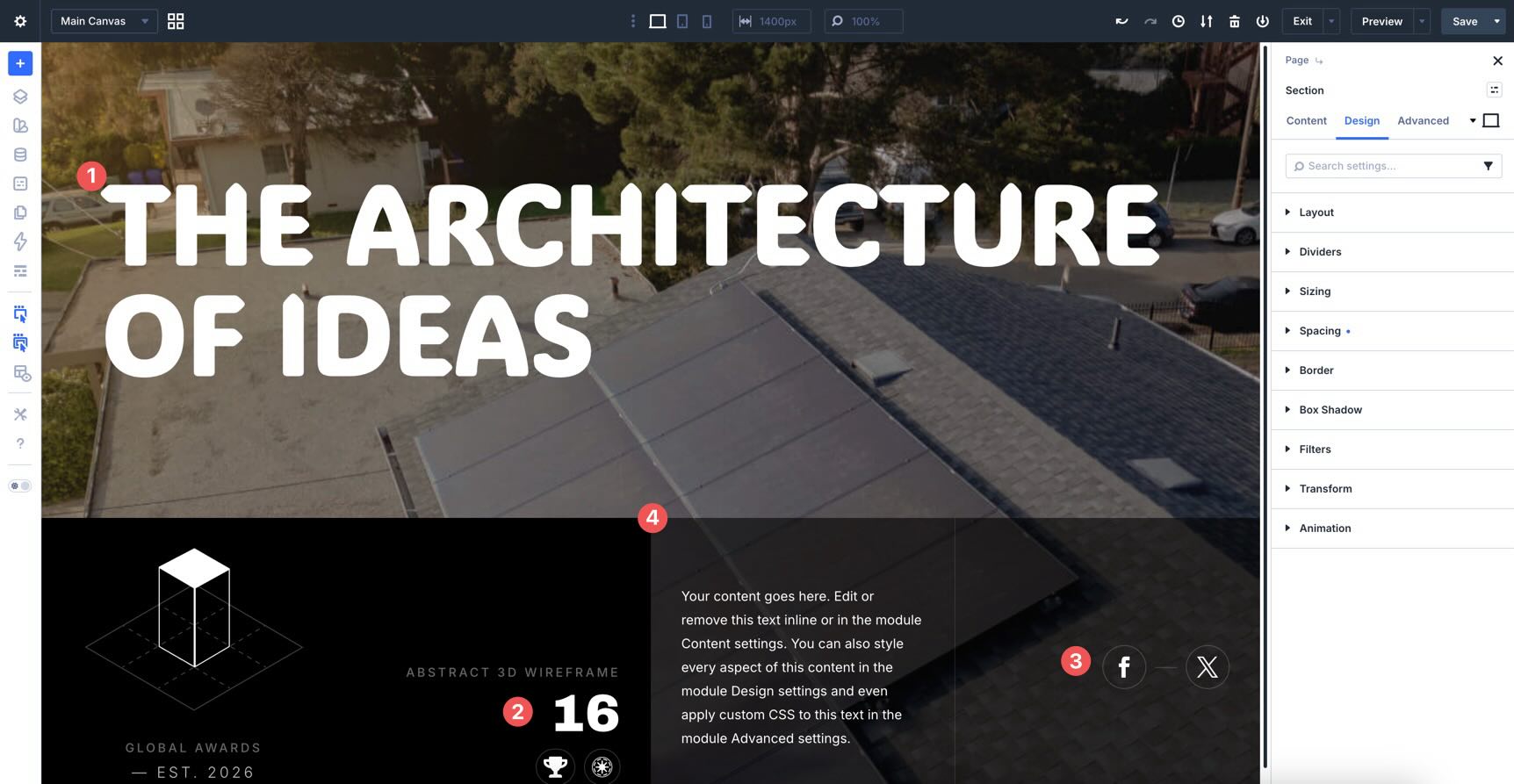 editing hero sections in Divi 5