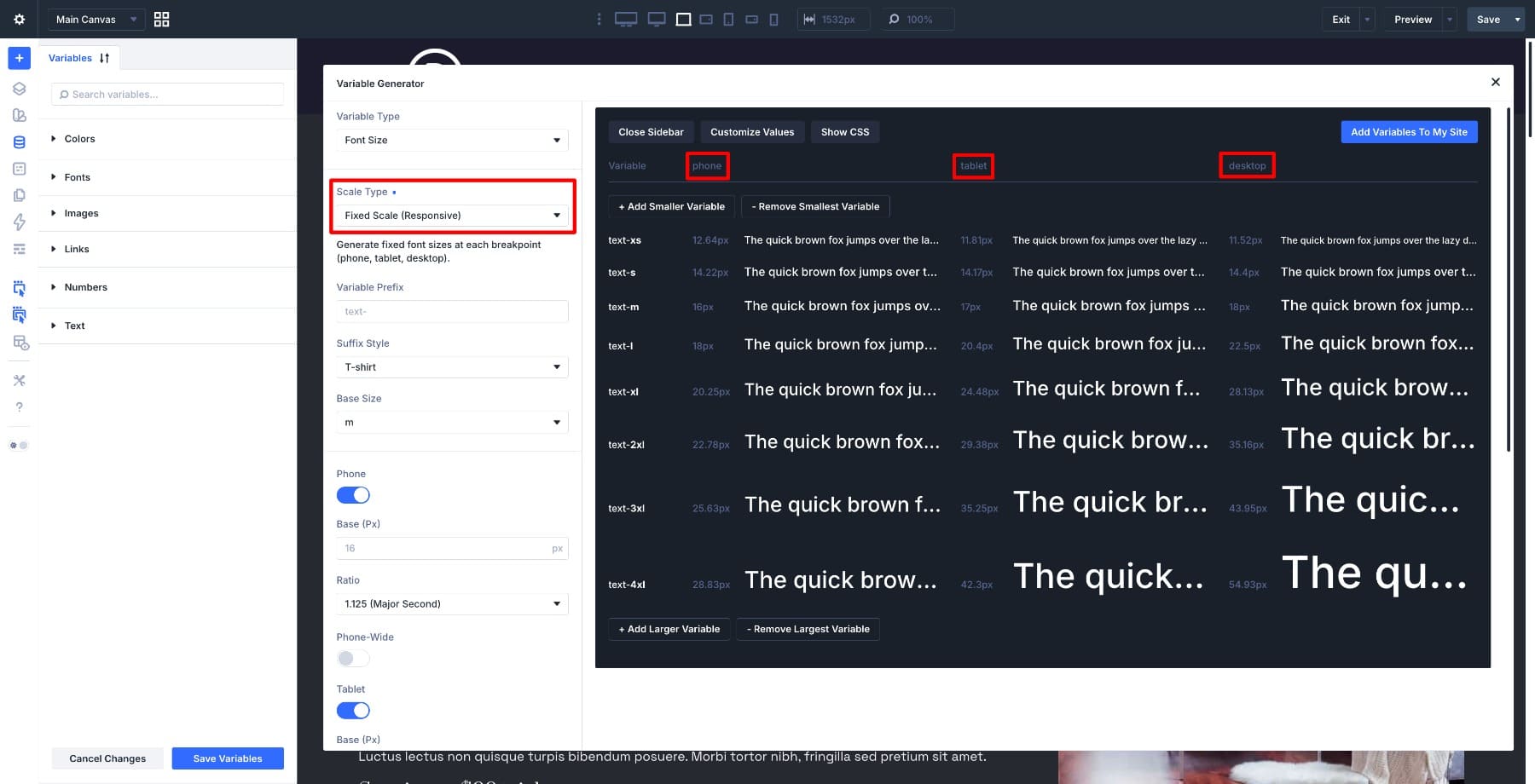 Fixed Responsive scale preview in Divi 5 Variable Generator