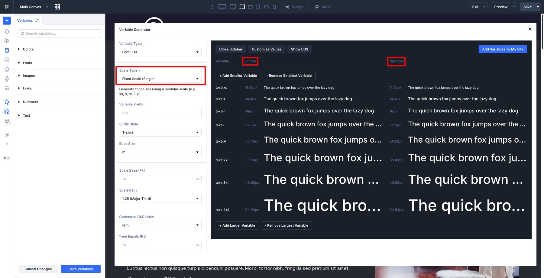 Fixed Single scale option in Divi 5 Variable Generator