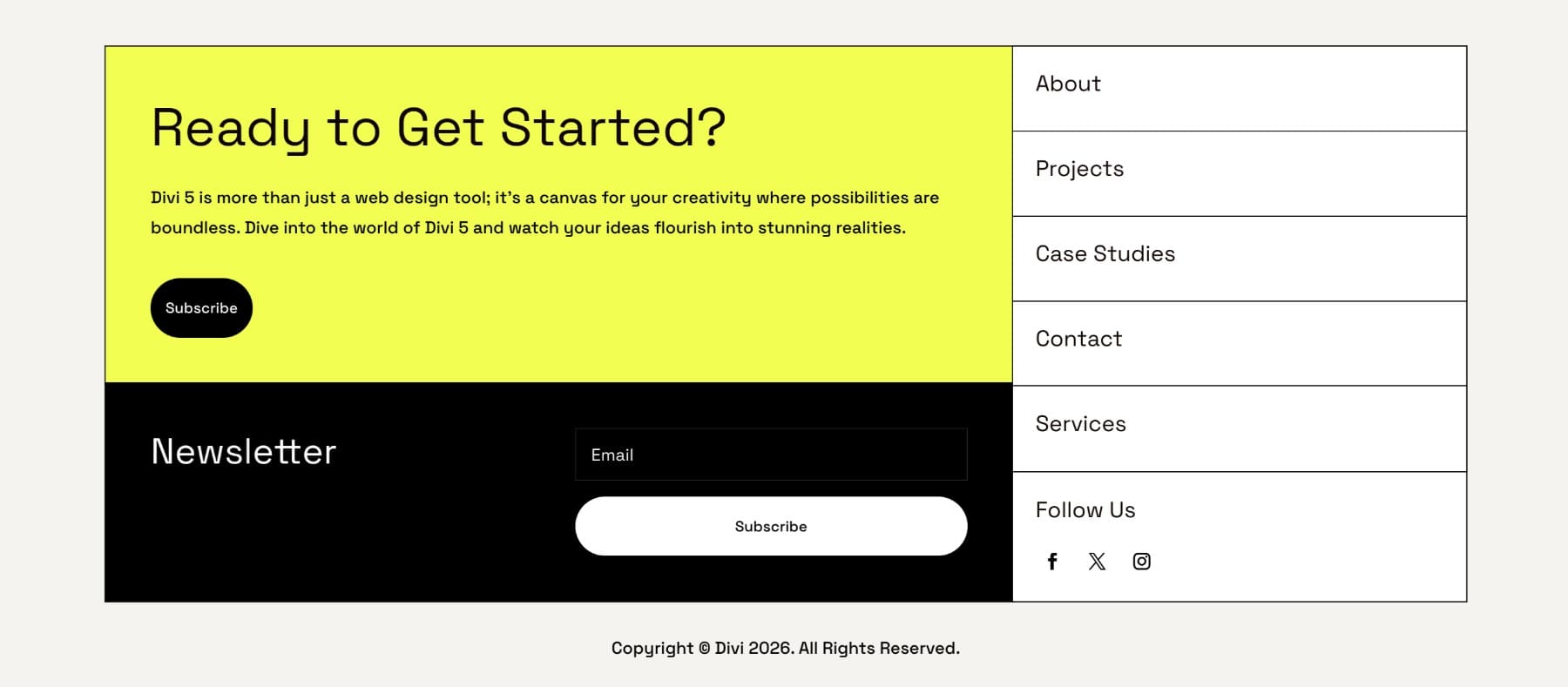 Finished Flexbox footer layout in Divi 5