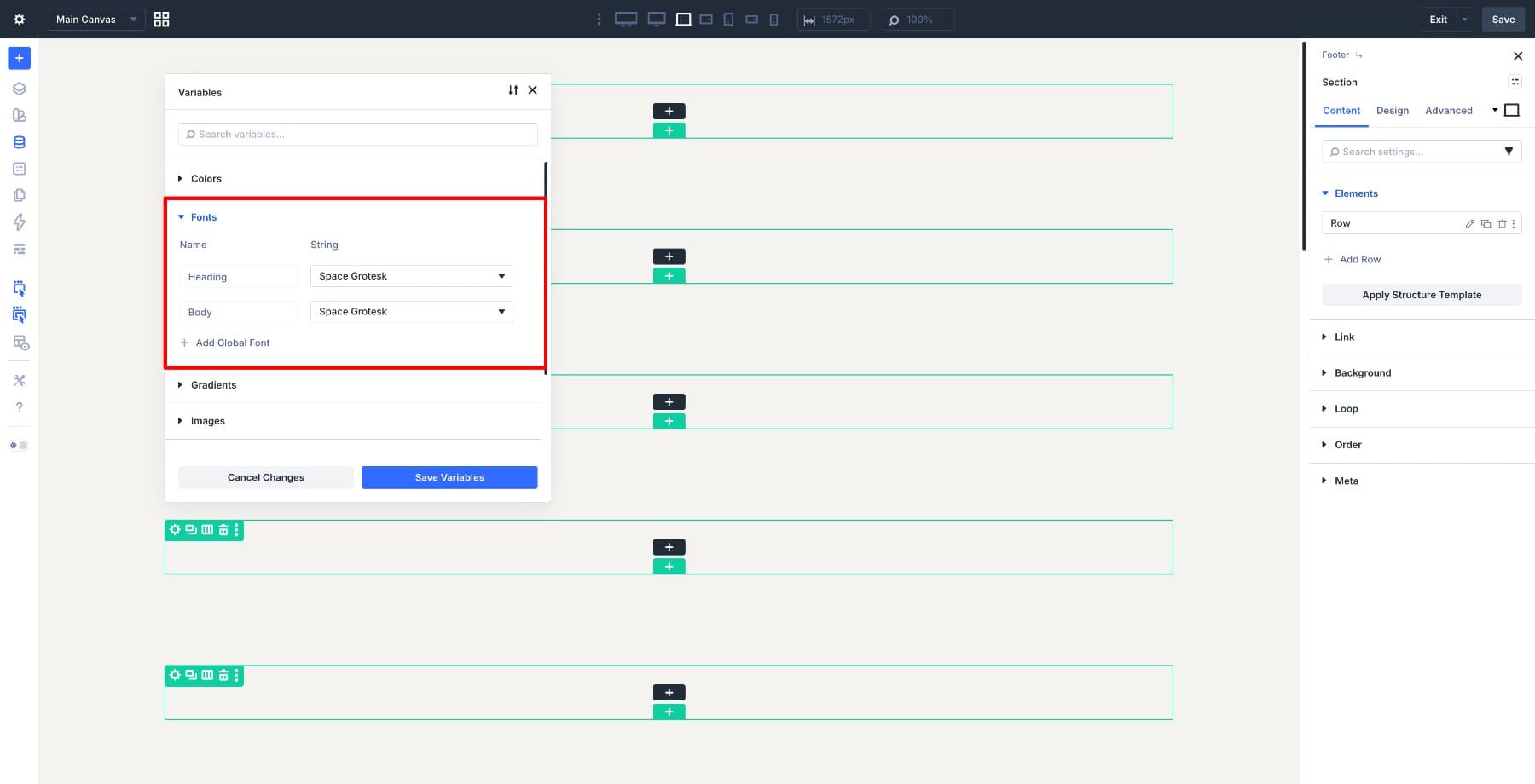 Creating font variables for the footer in Divi 5