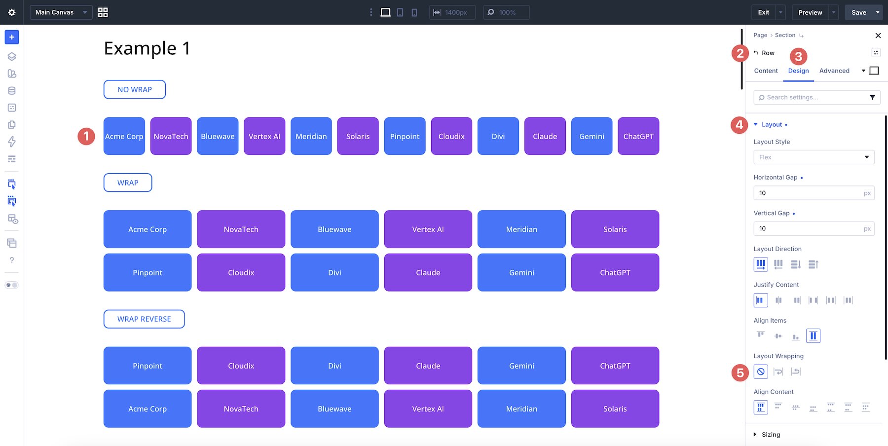 no wrap in Divi 5