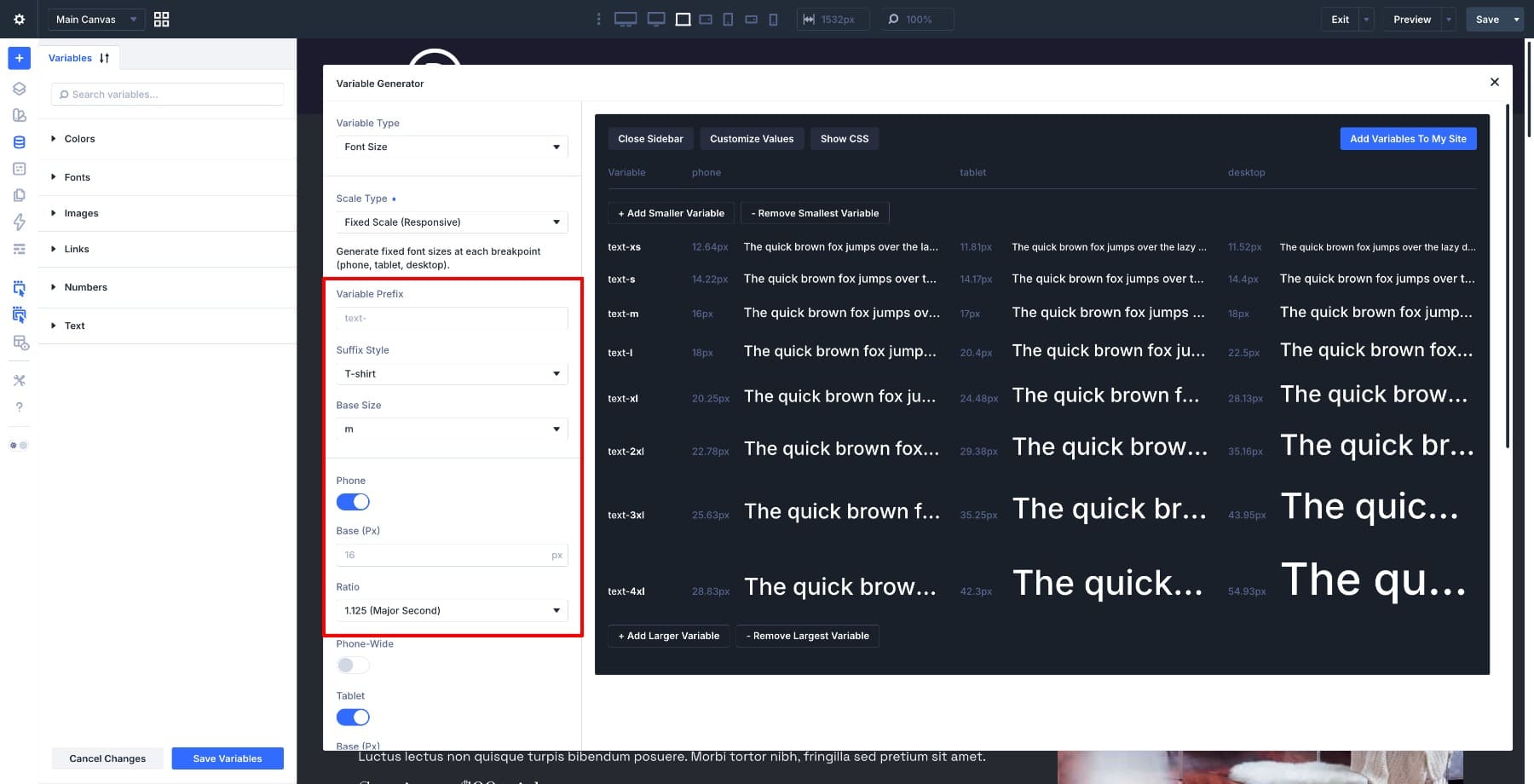 Fixed Responsive settings in Divi 5 Variable Generator