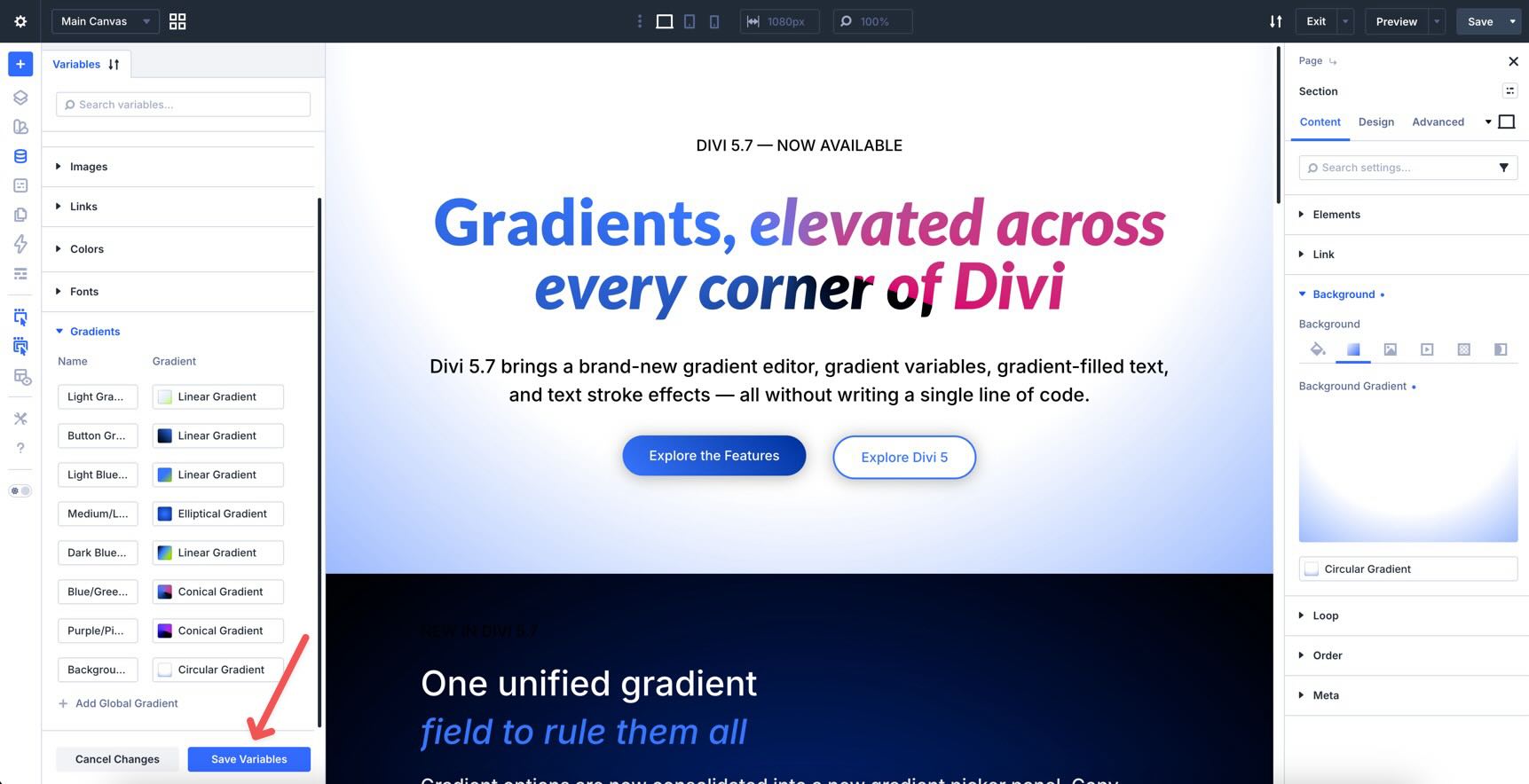 Save Gradient Variables in Divi 5