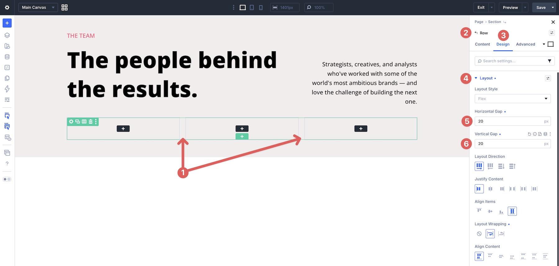 set horizontal and vertical gaps