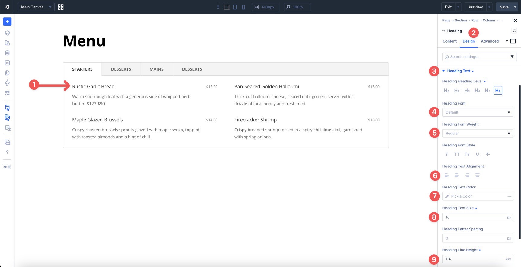 adjusting text styles in Divi 5