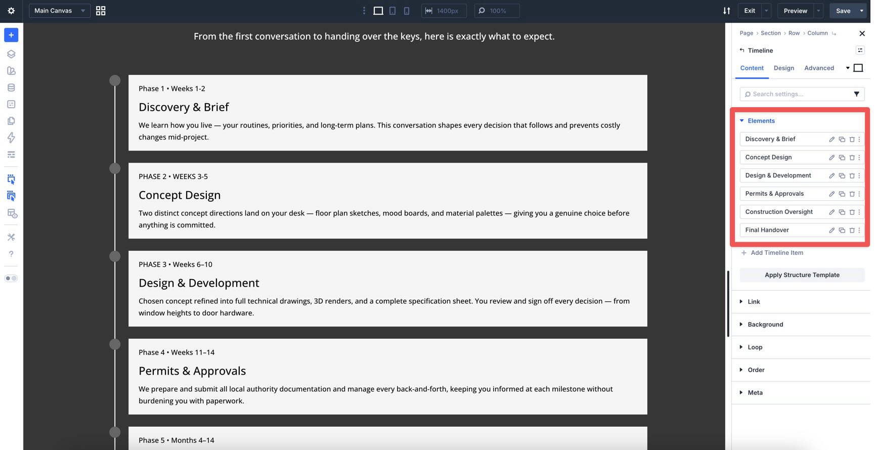 Timeline Items labeled by title in Divi 5