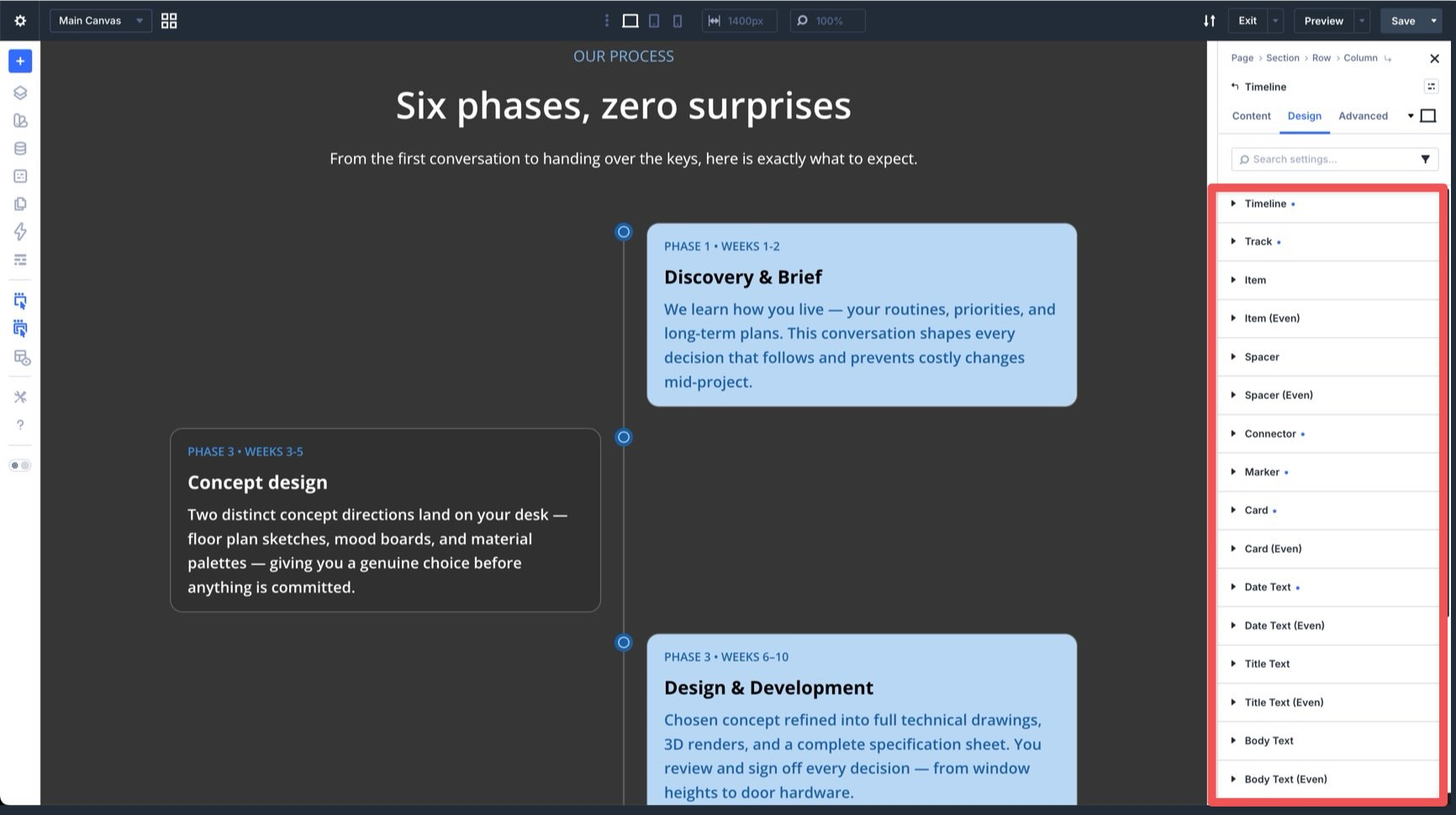Timeline styling options in Divi 5