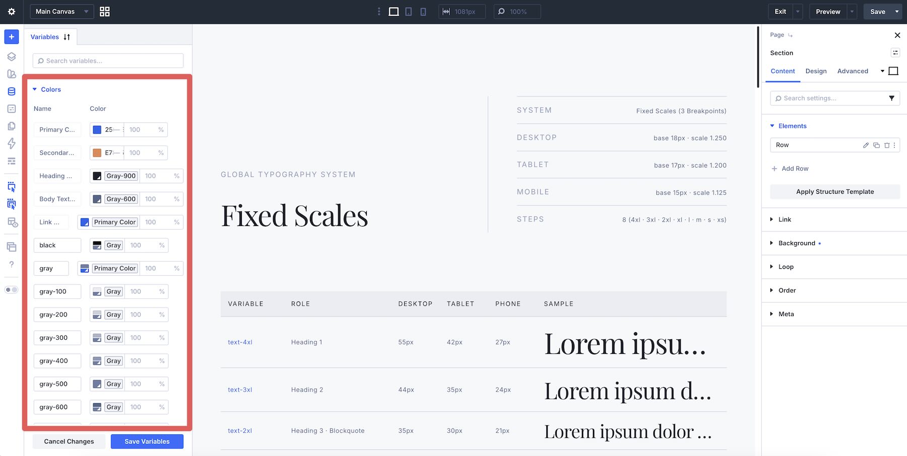 variable colors in Divi 5