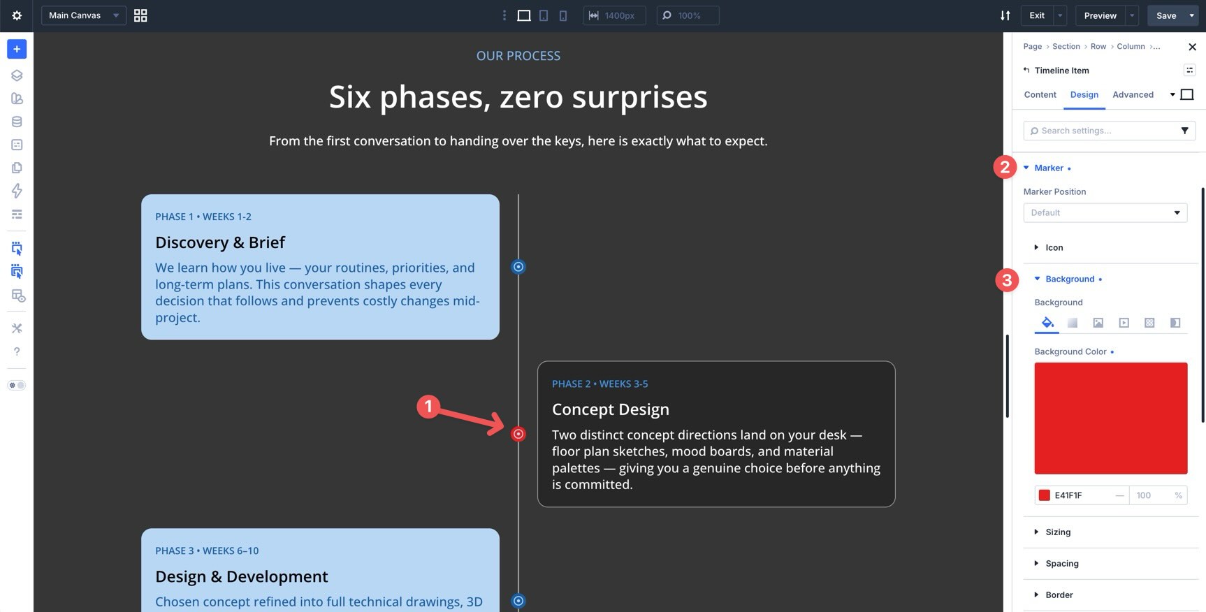 Varied marker styles for important milestones in Divi 5