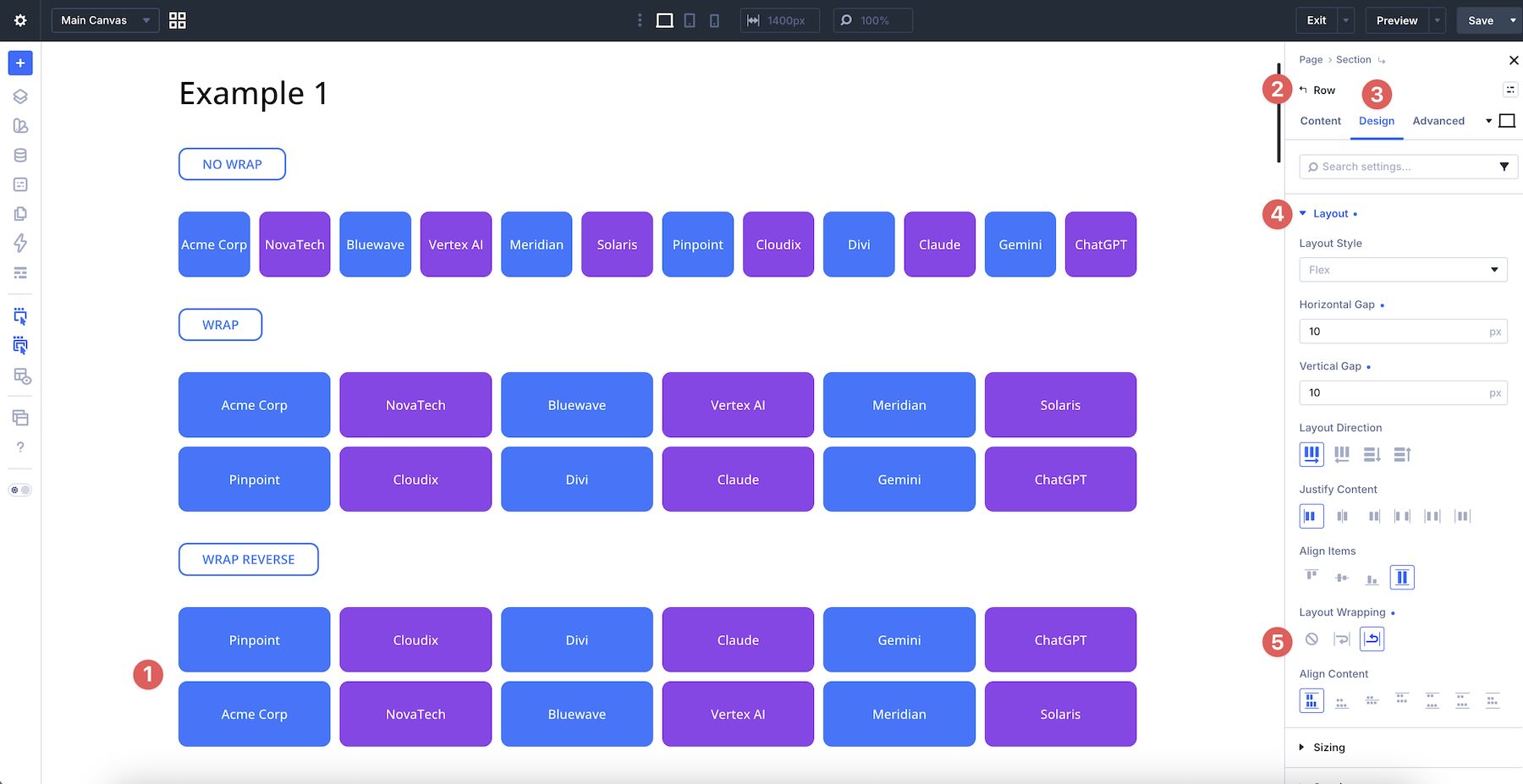 wrap reverse in Divi 5