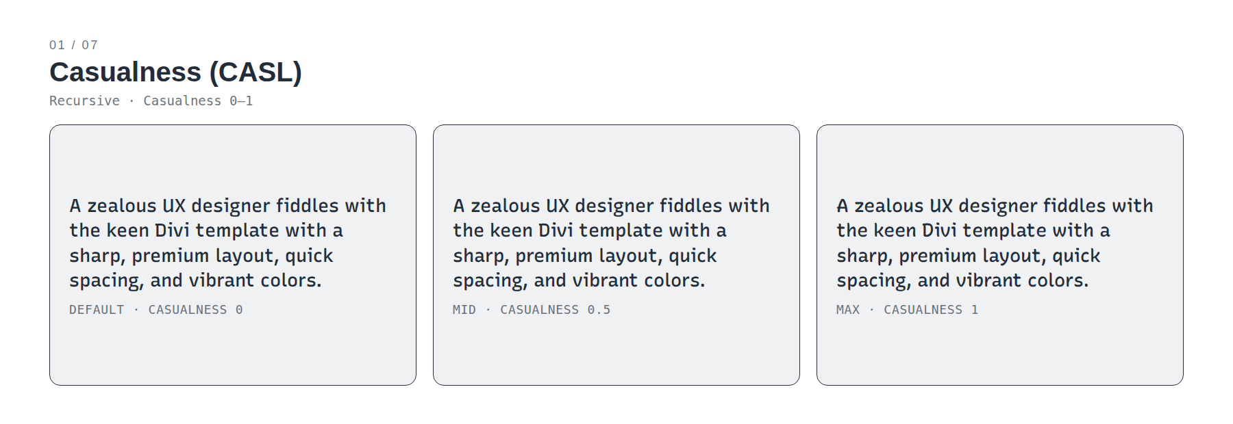 Recursive casualness axis comparison from formal to expressive