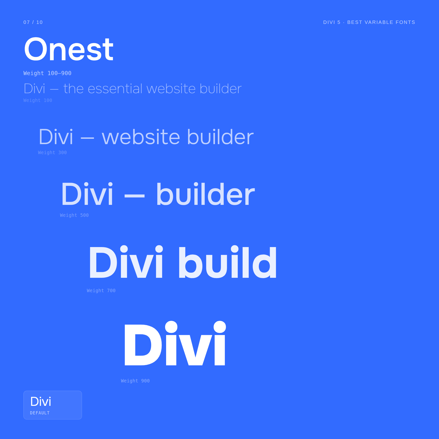 Onest variable font weight comparison from light to bold