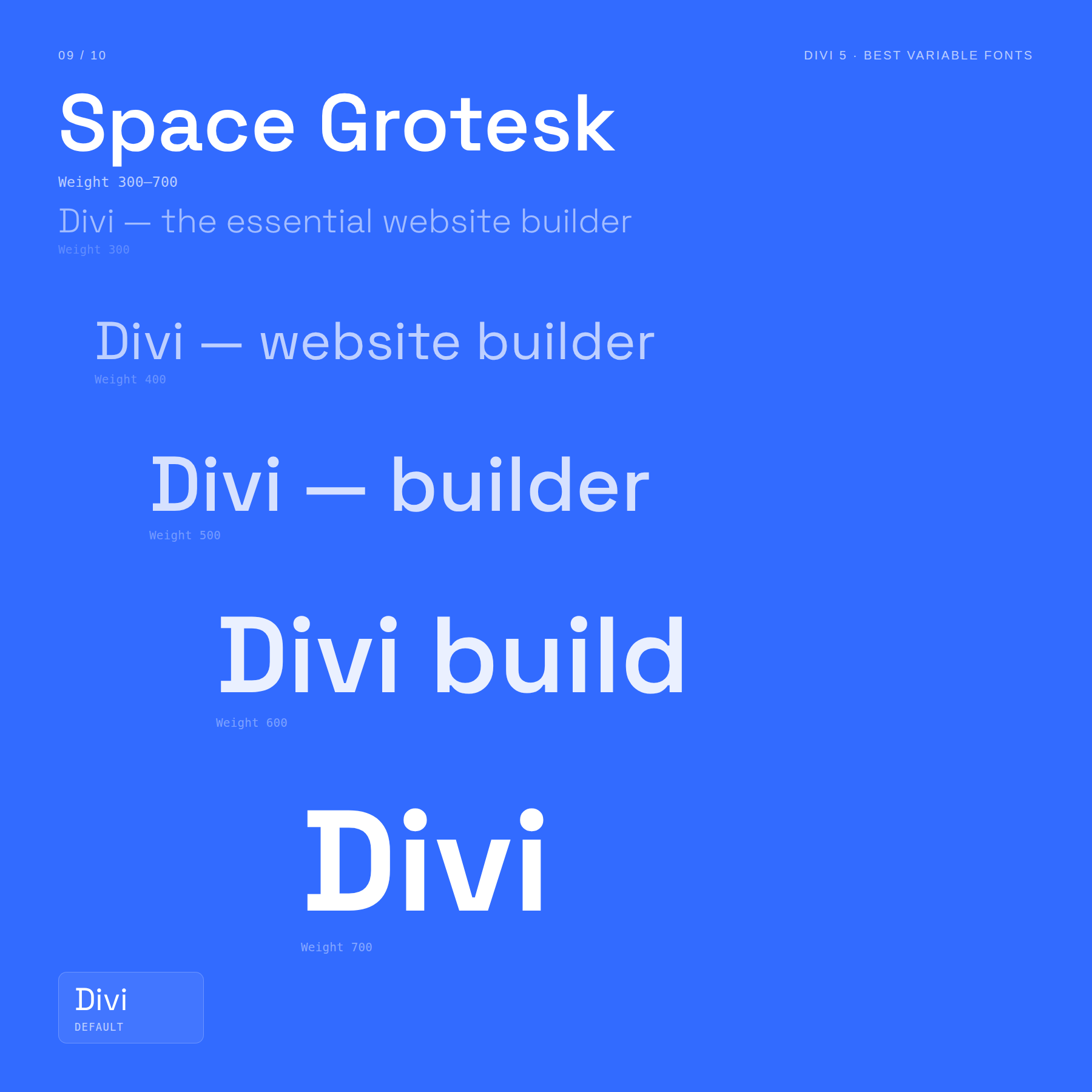 Space Grotesk variable font weight comparison from 300 to 700