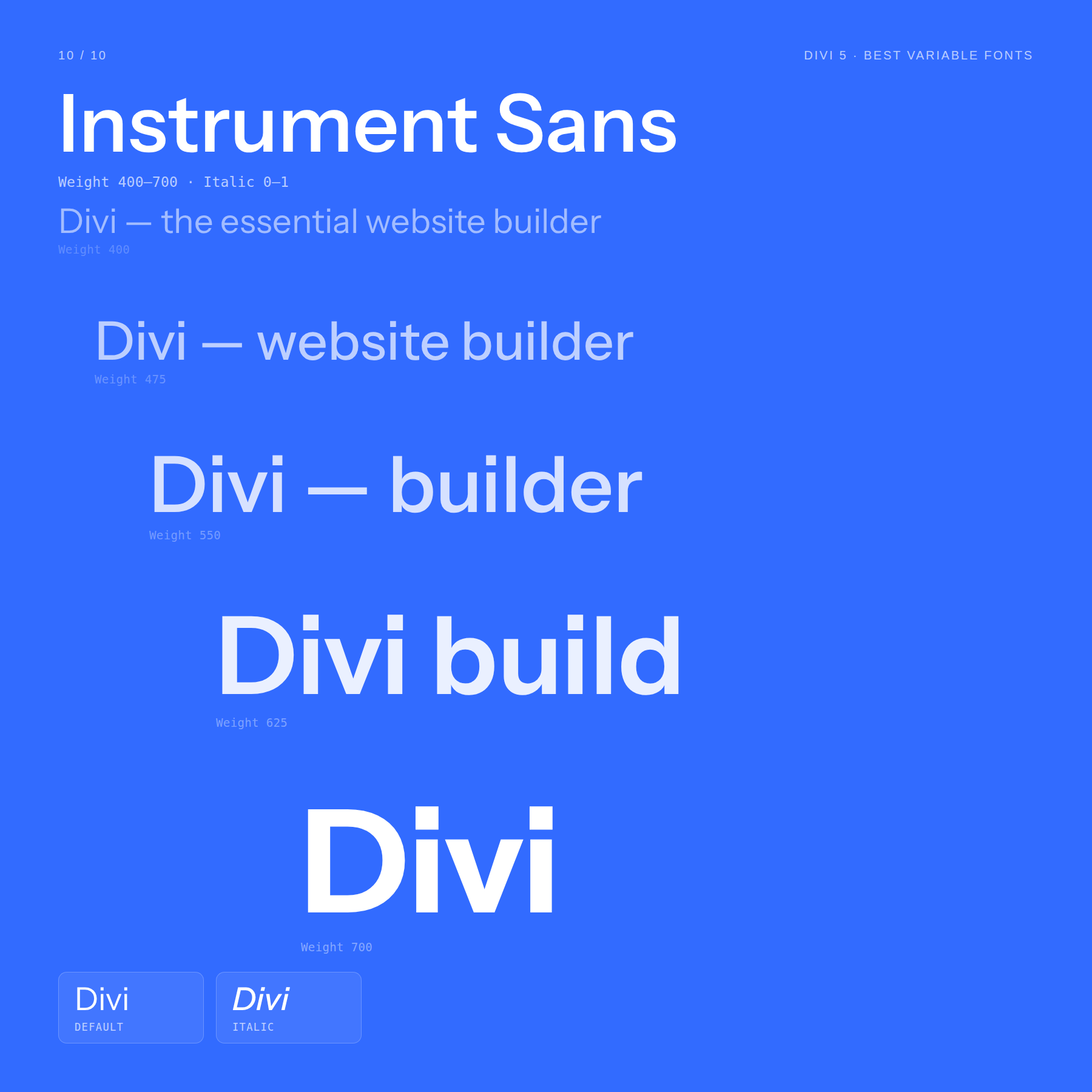 Instrument Sans variable font weight and italic comparison