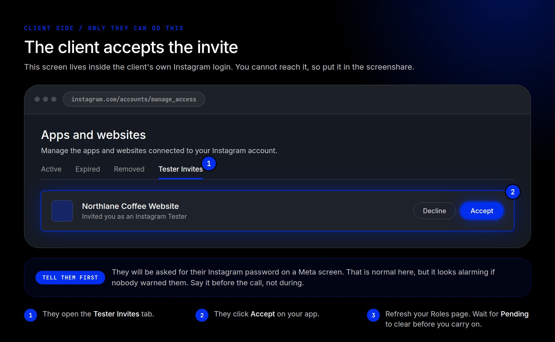 Accepting the invite on Instagram's Tester Invites tab