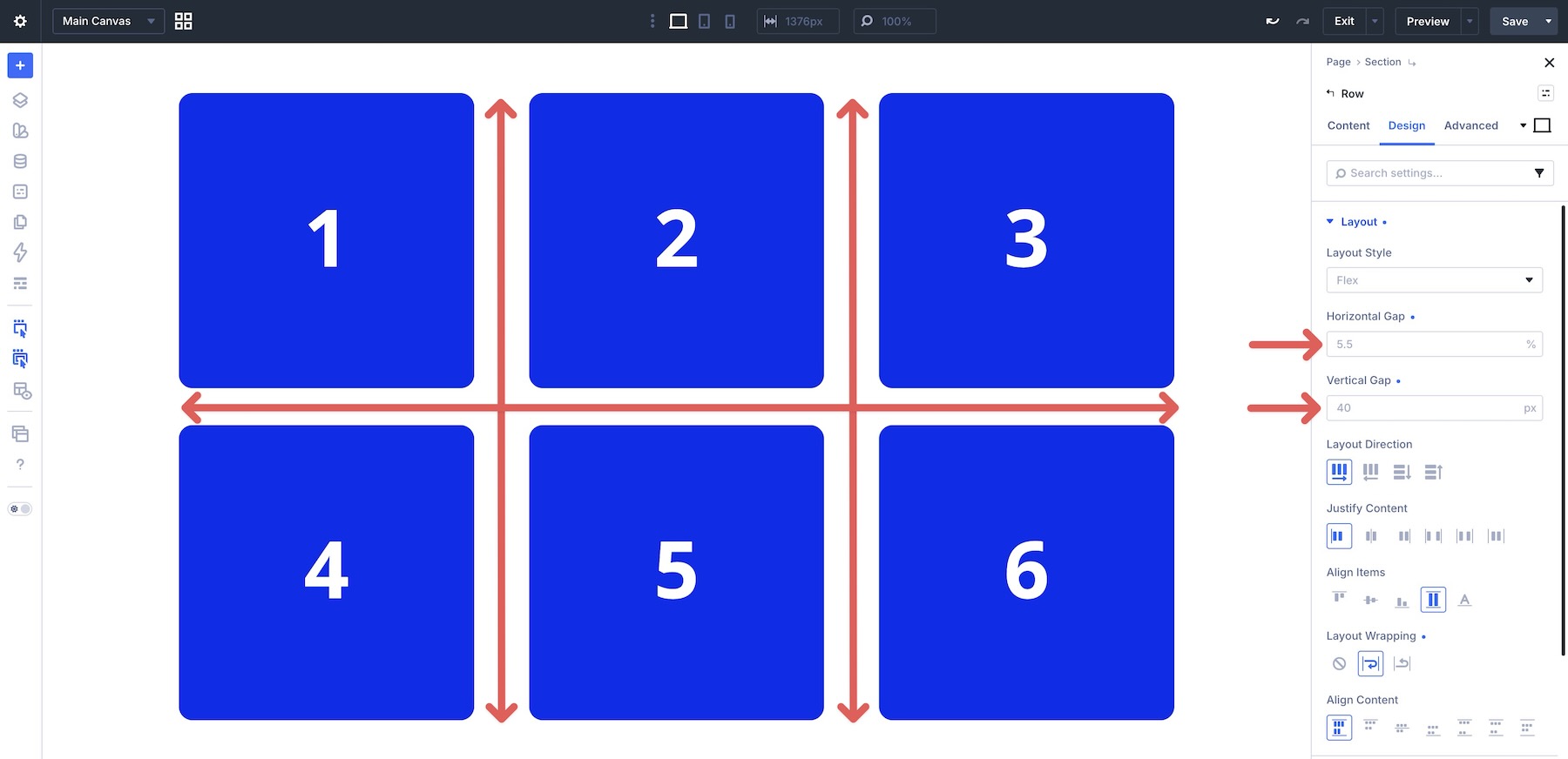 applying Gap to a row in Divi 5