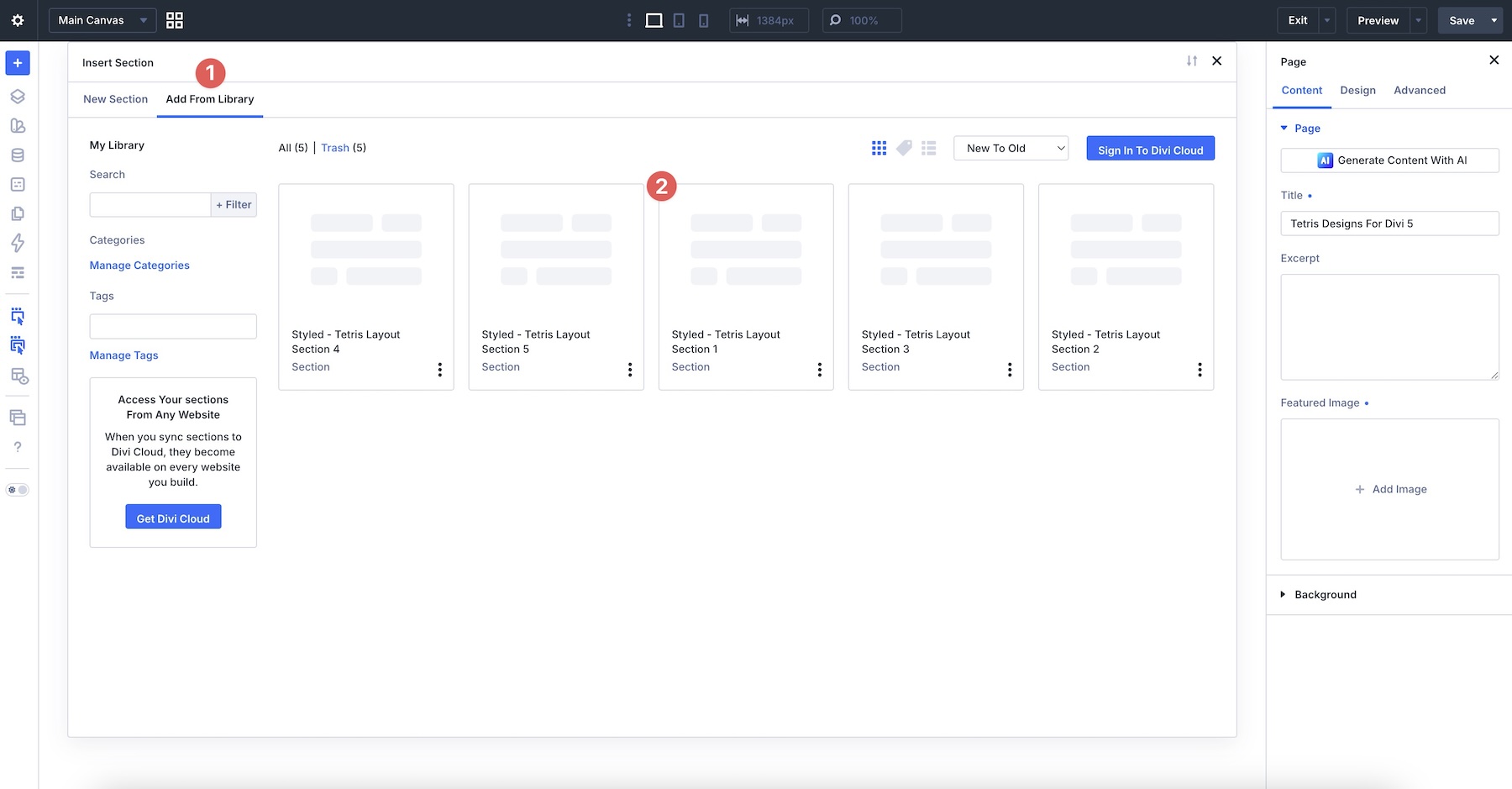 choose a divi library item