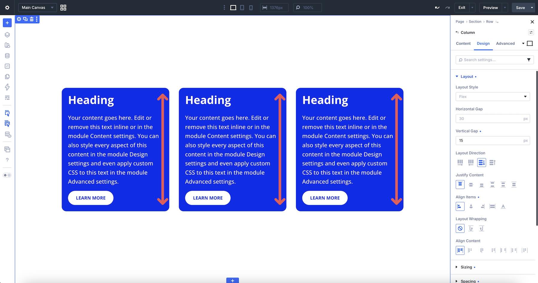 controlling Gap in columns