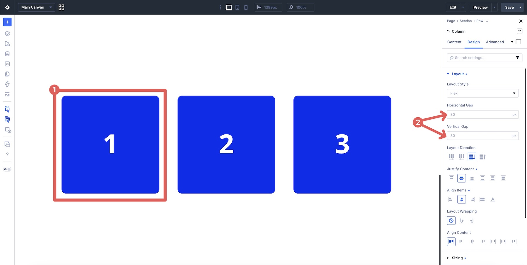 default column gaps in Divi 5