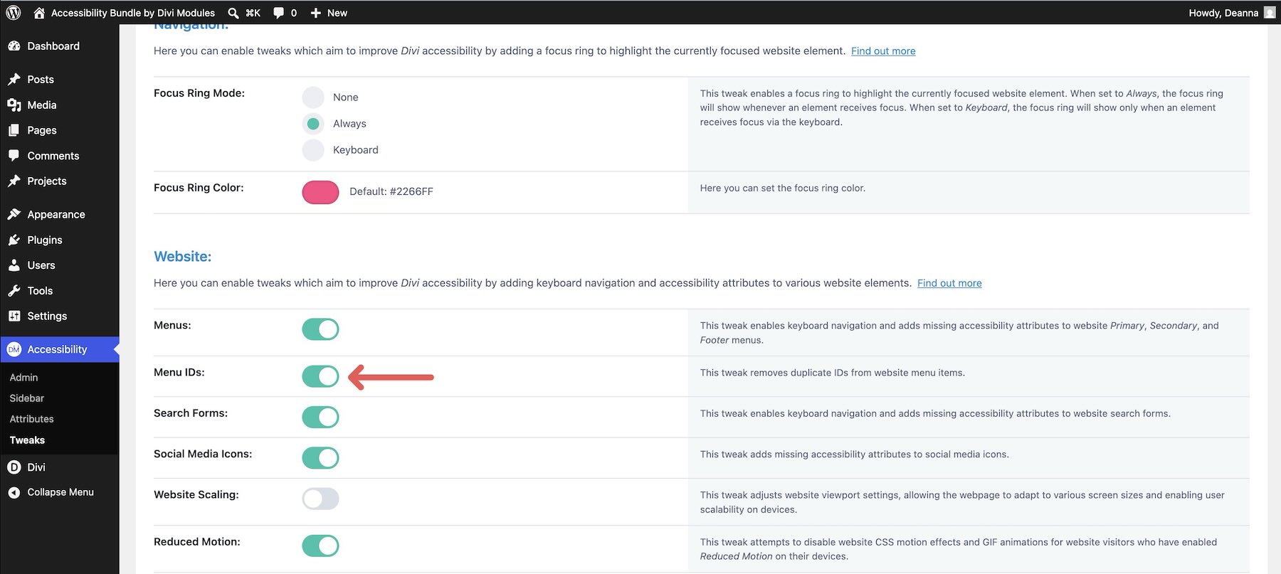 Duplicate menu ID cleanup in Accessibility Tweaks